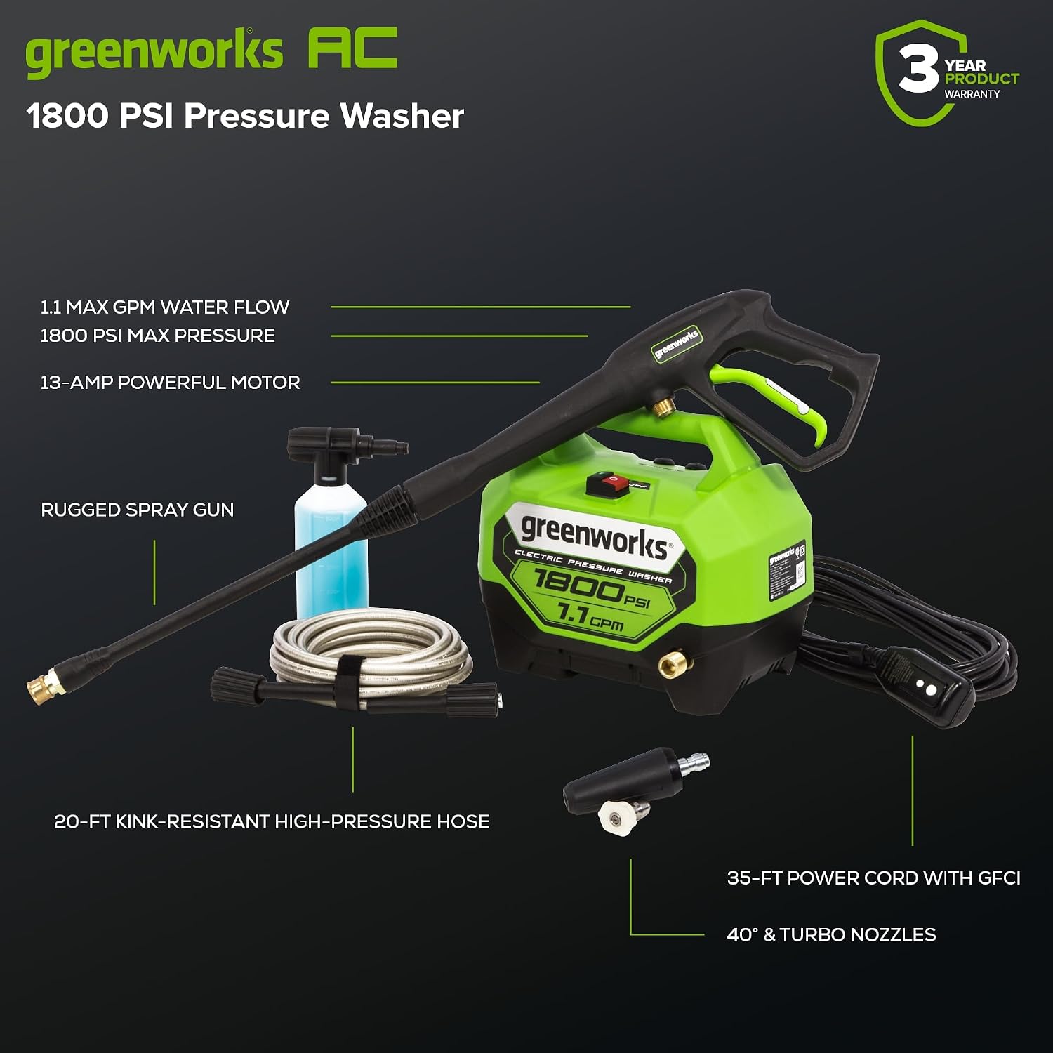 Detalle de Greenworks Electric Pressure Washer
