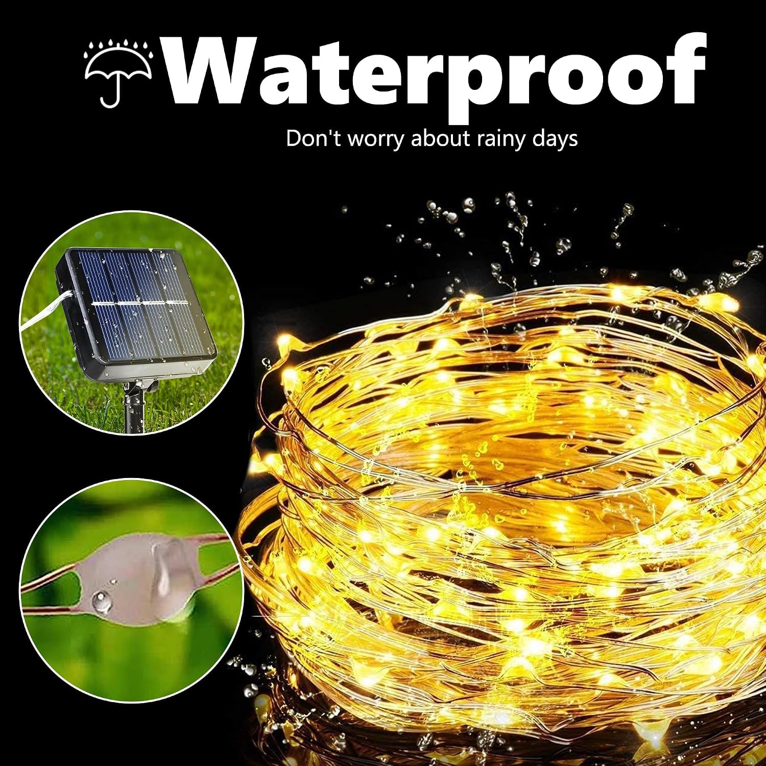 Detalle 2 de Joomer 95-S120-T02-G Solar Fairy Lights, 2-Pack, 240 Warm-White LEDs