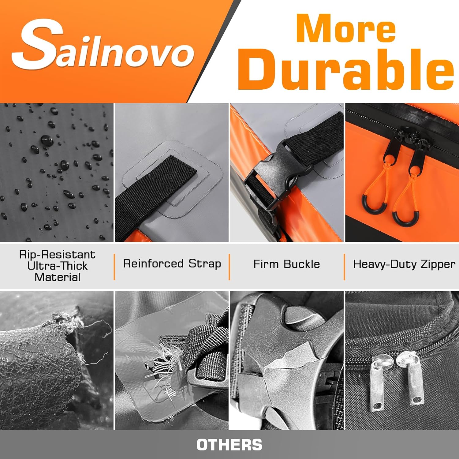 Thumbnail 2 de Sailnovo 20 Cubic Feet Foldable Car Roof Bag with 6 Door Hooks and Anti-Slip Mat