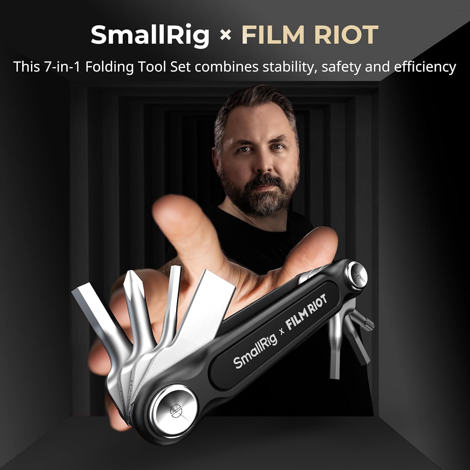 Thumbnail 1 de SMALLRIG x FILM RIOT 4374 7-in-1 inklapbare gereedschapsset, zwart