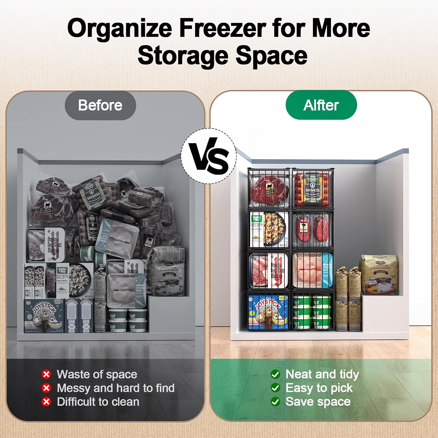 Thumbnail 5 de MSERCUOR Freezer Organizer Bins 15.1 x 8 x 7 in