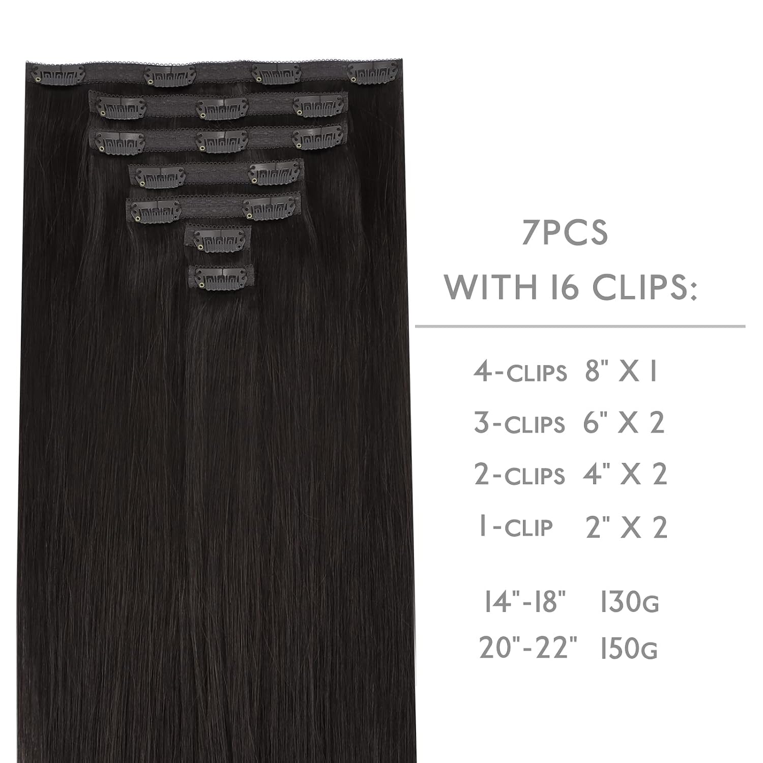 Detalle de WENNALIFE Clip-In Hair Extensions, 14-Inch