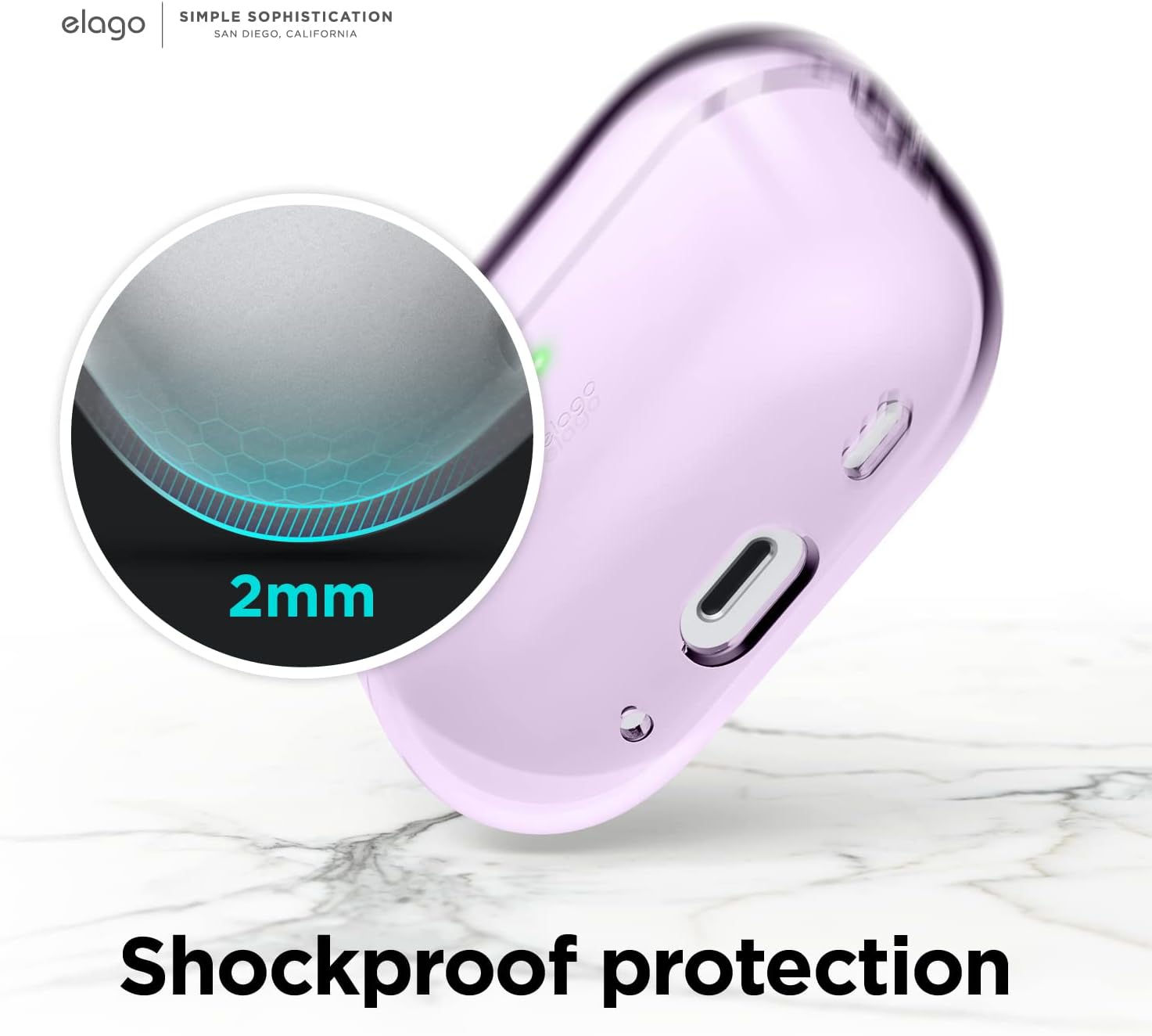 Thumbnail 4 de elago Coque transparente pour AirPods Pro 2 (2e génération) : protection antichoc en TPU, ruban inclus, charge sans fil