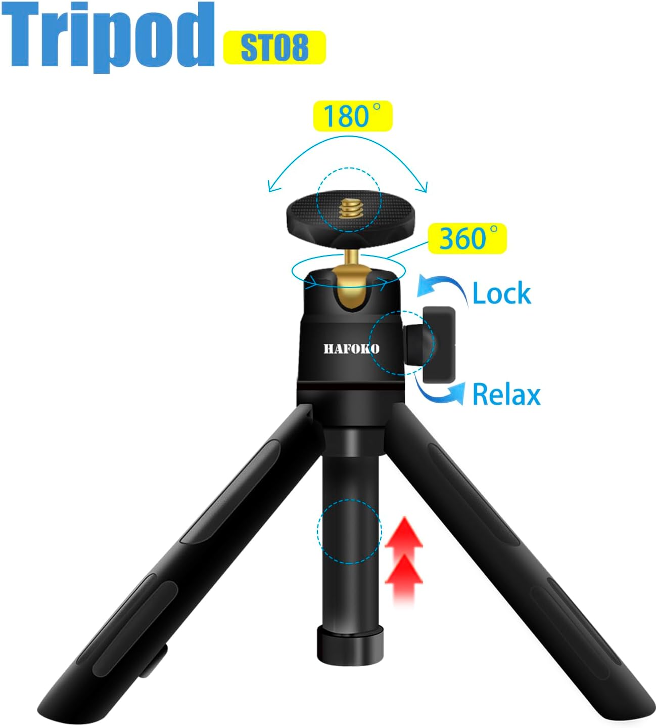 Detalle 2 de HAFOKO ST-08 mini camera tripod 2 kg support