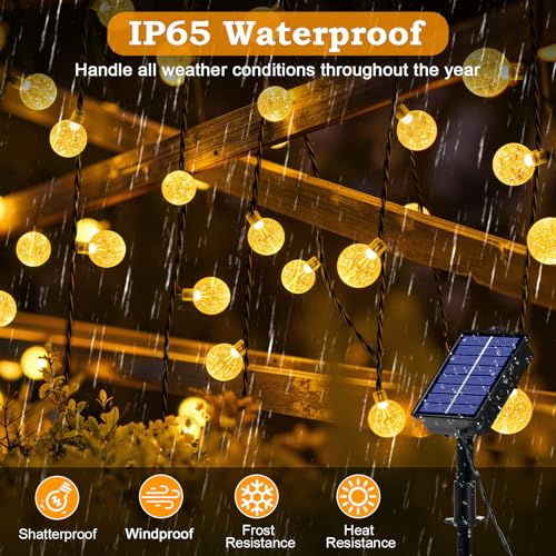 Detalle de Realky Catena Luminosa Solare da Esterno 100 LED 18m – 8 Modalità e Memoria, IP65, Bianco Caldo