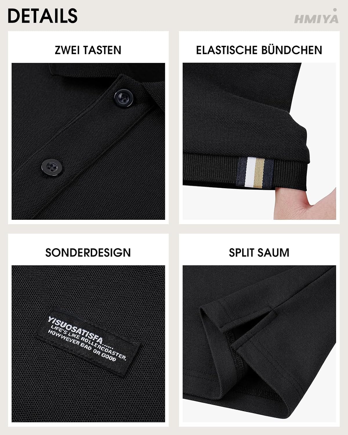 Thumbnail 3 de HMIYA Herren Poloshirt Kurzarm – Basic Polohemd mit Knopfleiste für Sommer, Golf & Alltag