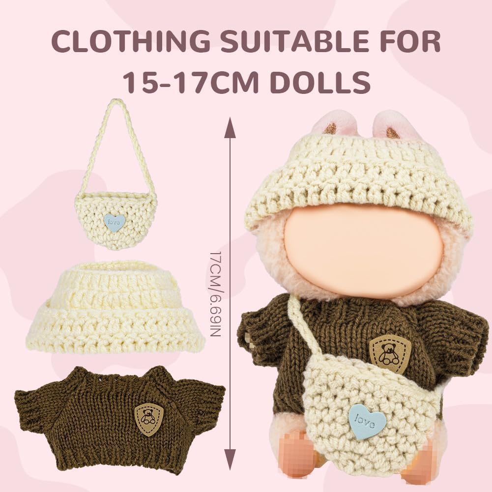 Detalle de Vicloon V-ZSMYMZ-FBA Doll Clothes Set, 17 cm Brown Sweater Outfit