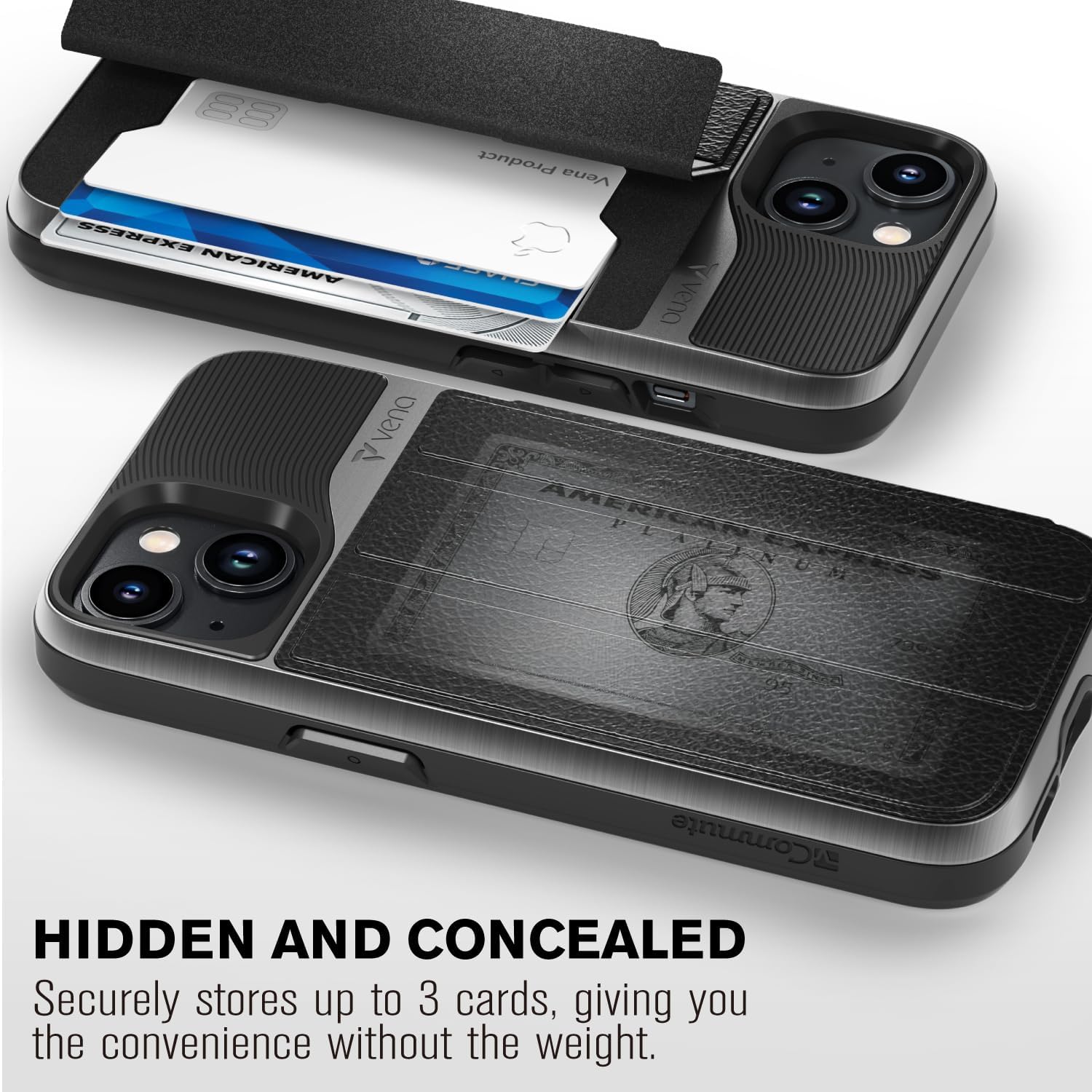 Thumbnail 2 de VENA vCommute for iPhone 15 Wallet Case (6.1-inch) with Kickstand, Military-Grade Drop Protection, Black