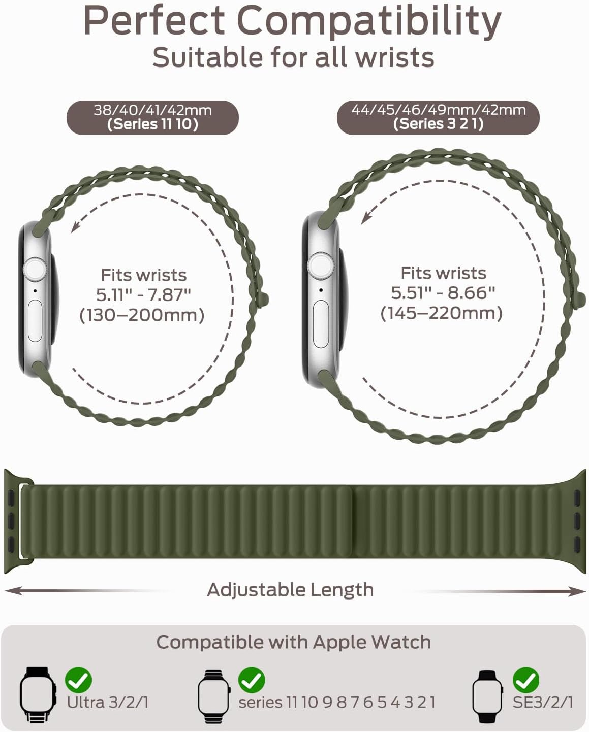 Thumbnail 3 de Higgs Magnetic Silicone Sport Strap for Apple Watch (38–49mm): A flexible, magnet‑adjustable band