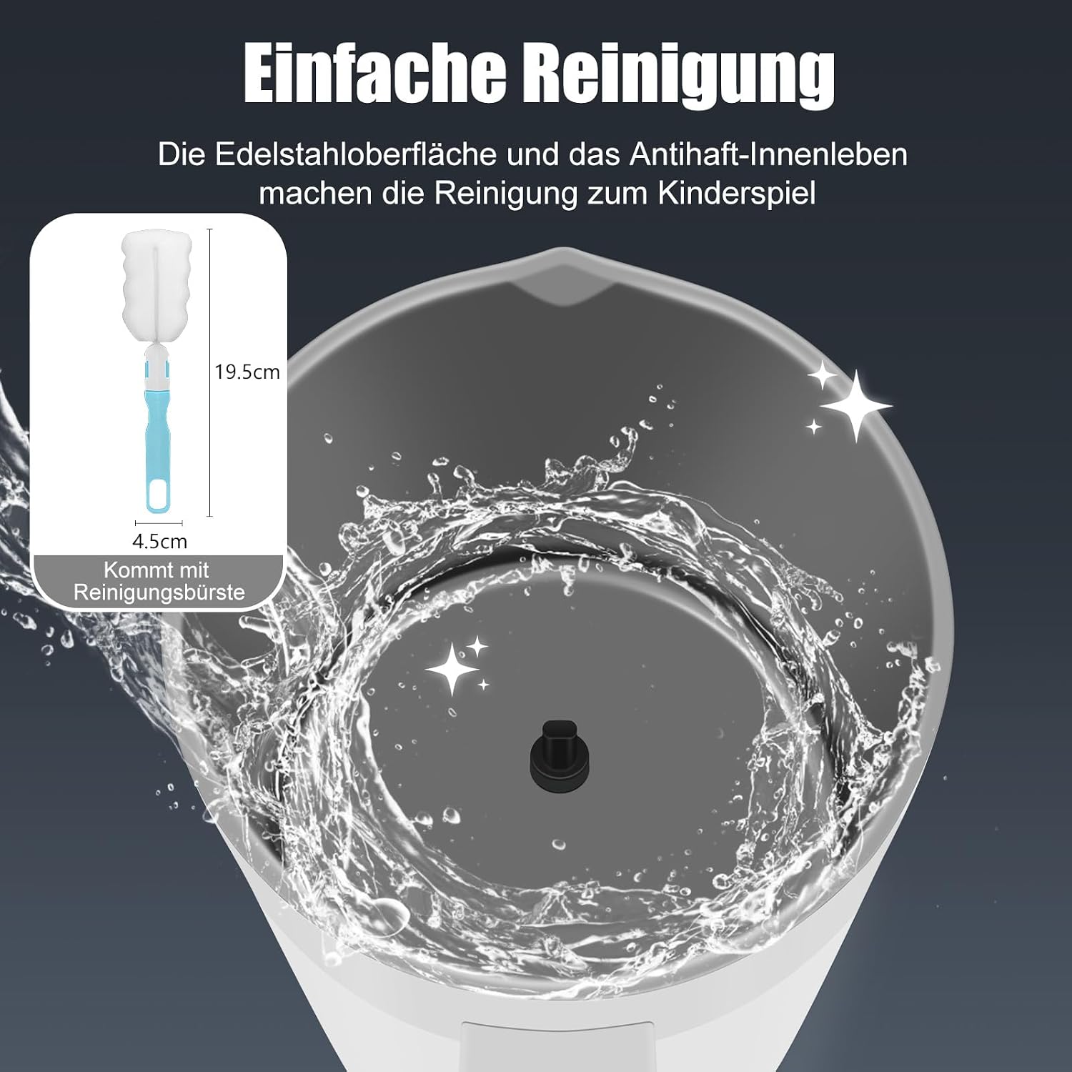 Detalle 2 de Ovetedot Milchaufschäumer 4-in-1 (400 ml) für heißen & kalten Milchschaum