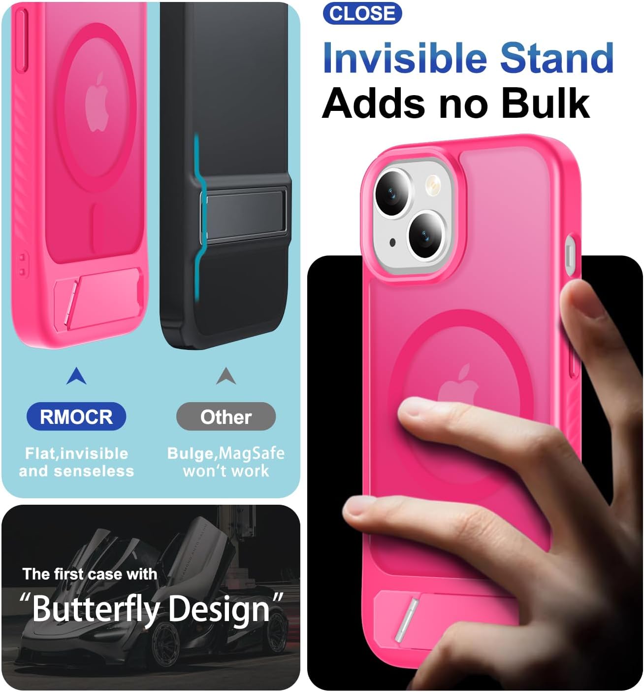 Thumbnail 4 de RMOCR MagSafe Case with Screen Protector & Lanyard for iPhone 15 / 14 (Hot Pink)