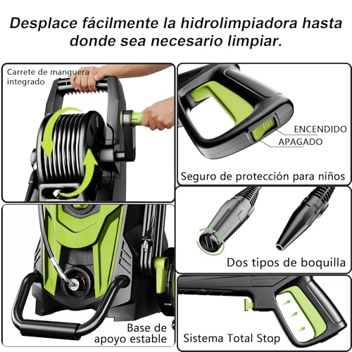 Detalle de FOTING 2026NEW: Hidrolimpiadora de Alta Presión 180 bar con 420 l/h, 6 modos y carro móvil