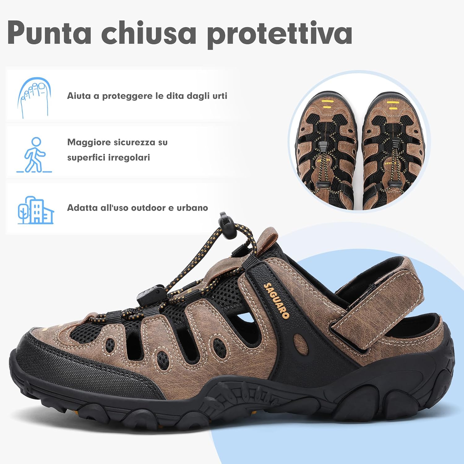 Detalle de SAGUARO Sandali da Trekking Uomo/Donna 36-46 EU: comfort e presa, chiusi e versatili