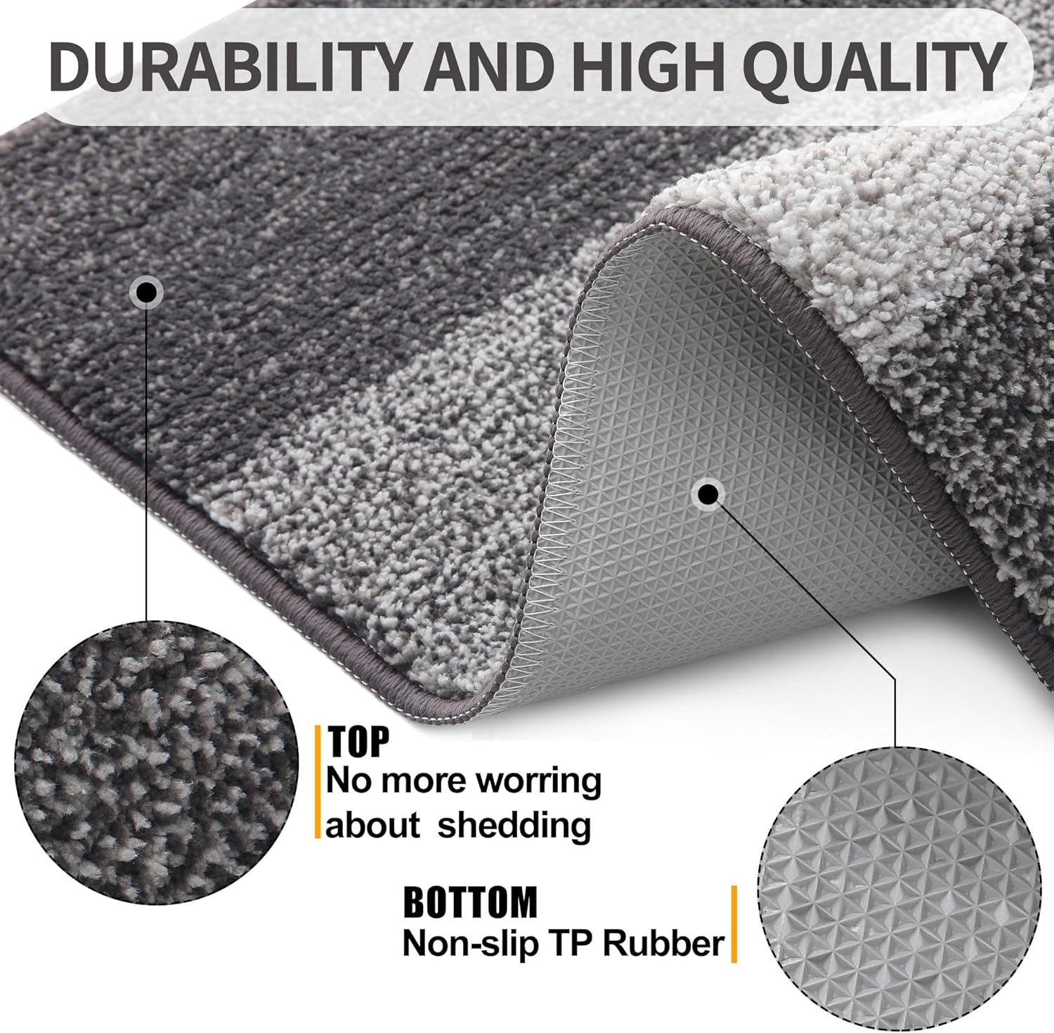 Thumbnail 2 de Kitinjoy Indoor Outdoor Door Mat (32x20) Low-Profile, Non-Slip, Washable Dirt Trapper — Grey