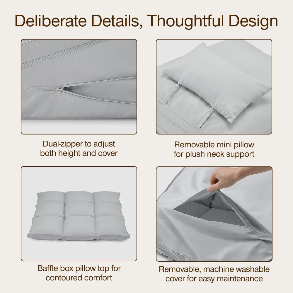 Detalle de Coop Home Goods CPL030OS-00 Adjustable Wedge Pillow with Memory Foam Top