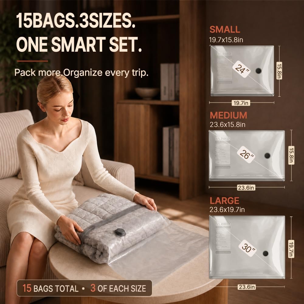 Detalle de Vacbird Travel vacuum bags 15 pack