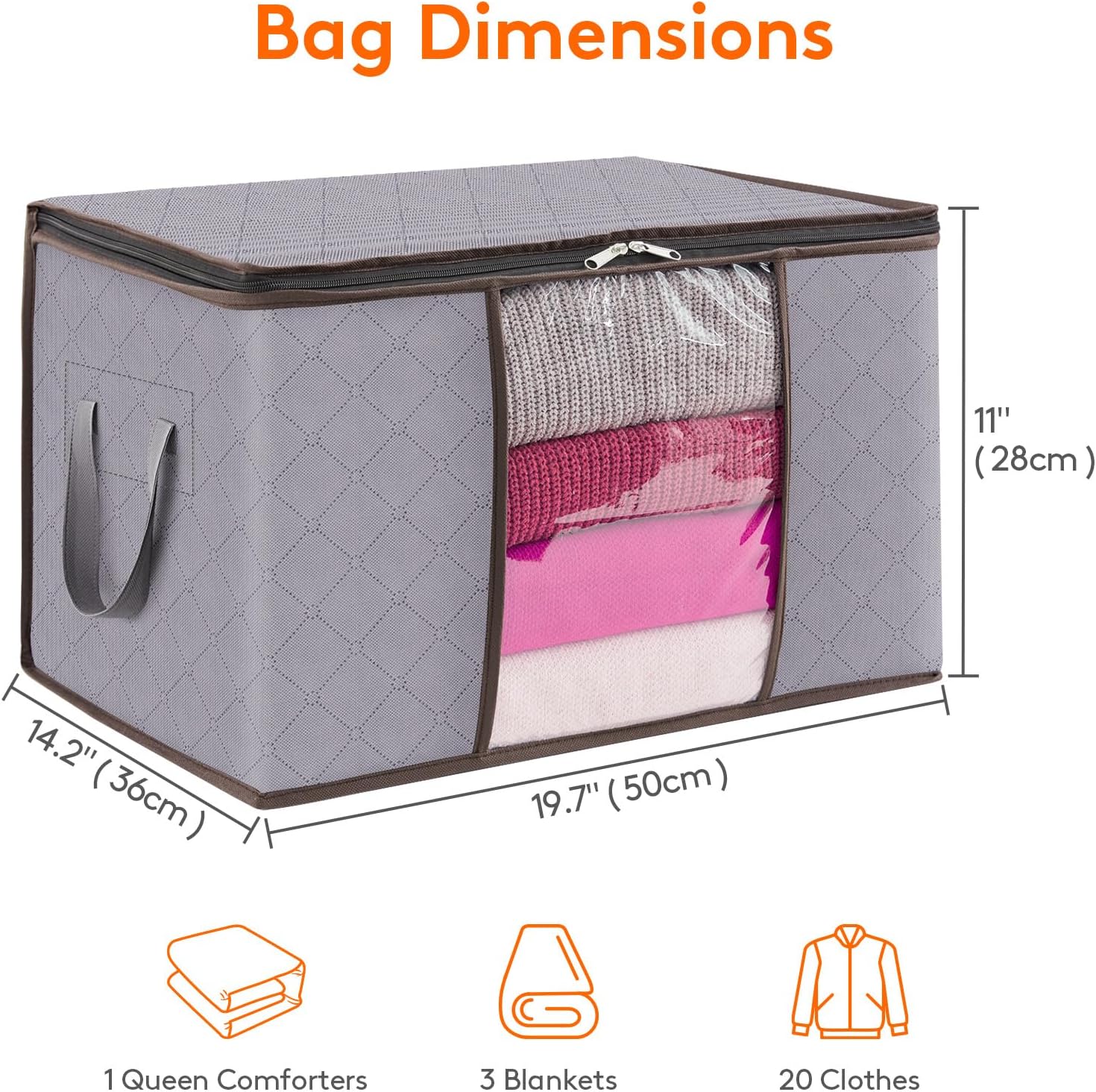 Detalle de Lifewit 23131 opbergzakken voor kleding, 6 x 50 l, opvouwbaar
