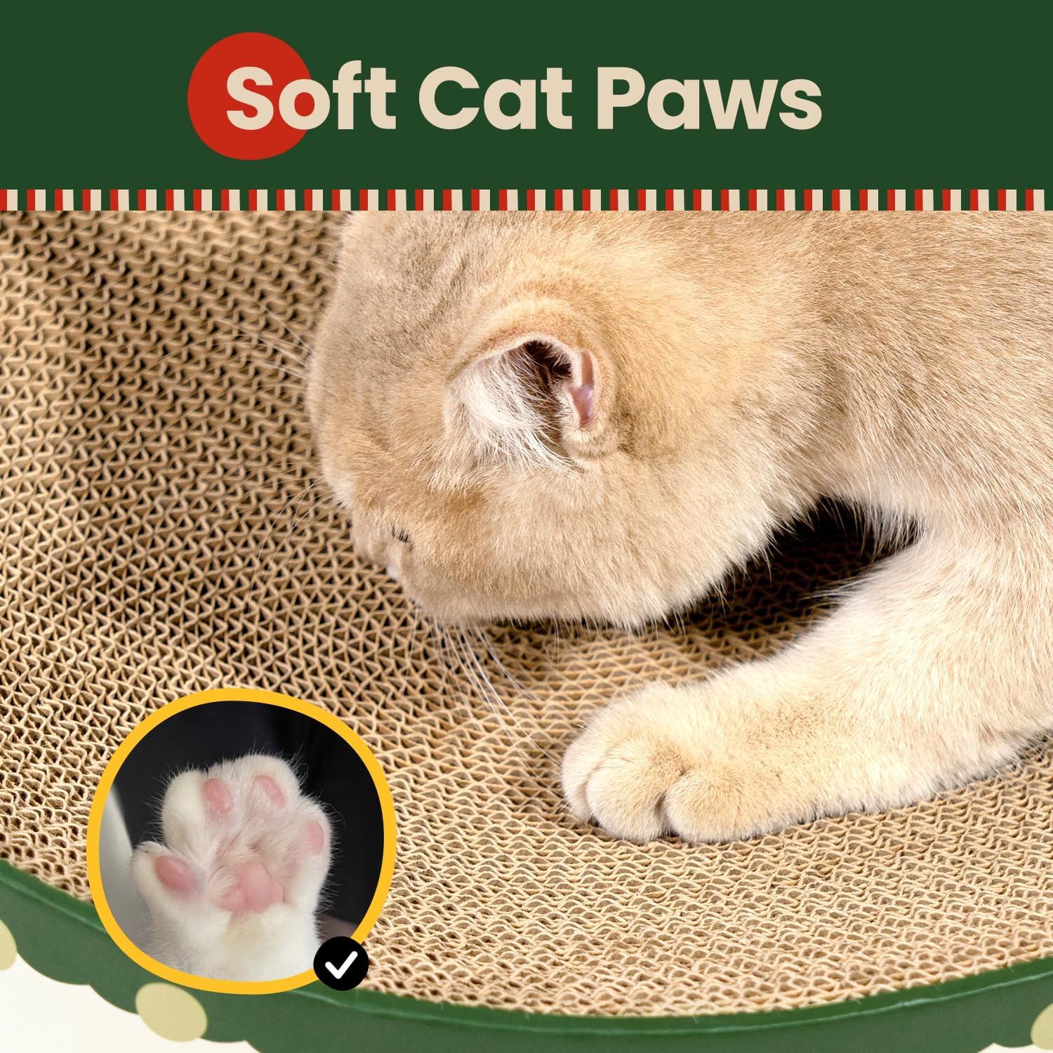 Detalle de Conlun Kratzbrett Katze – ovales Kratzpappe-Bett aus Wellpappe (43 x 33 x 10 cm)