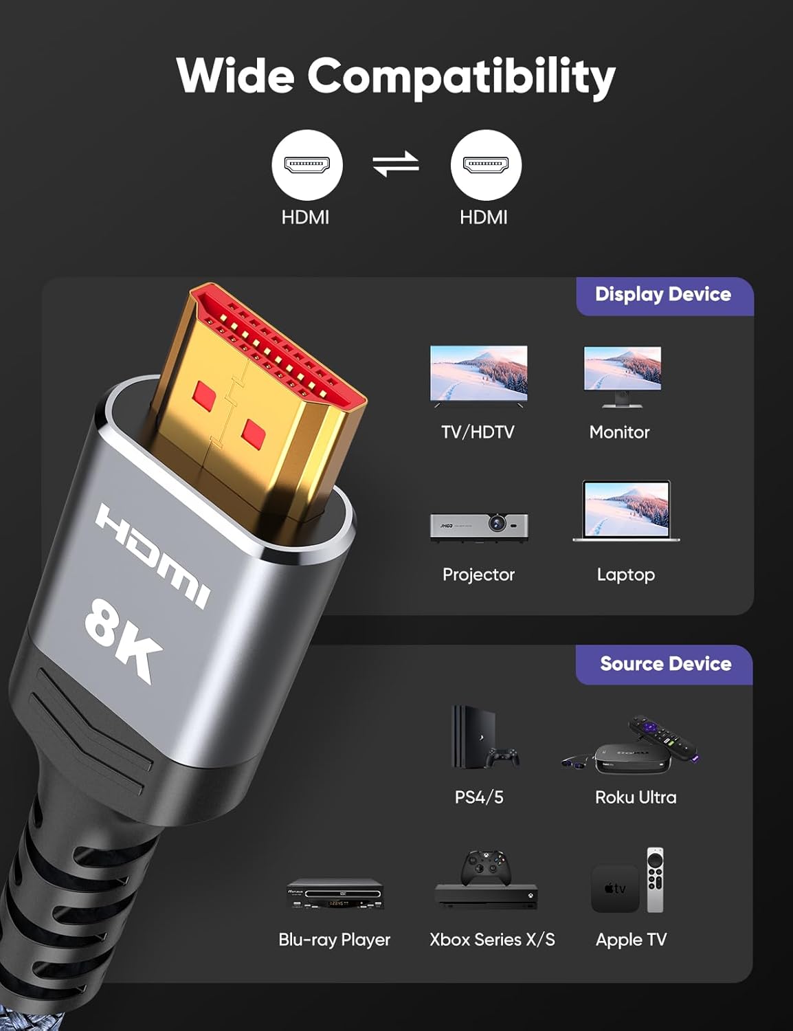 Thumbnail 6 de Highwings HDMI 2.1 6.6FT 2-Pack