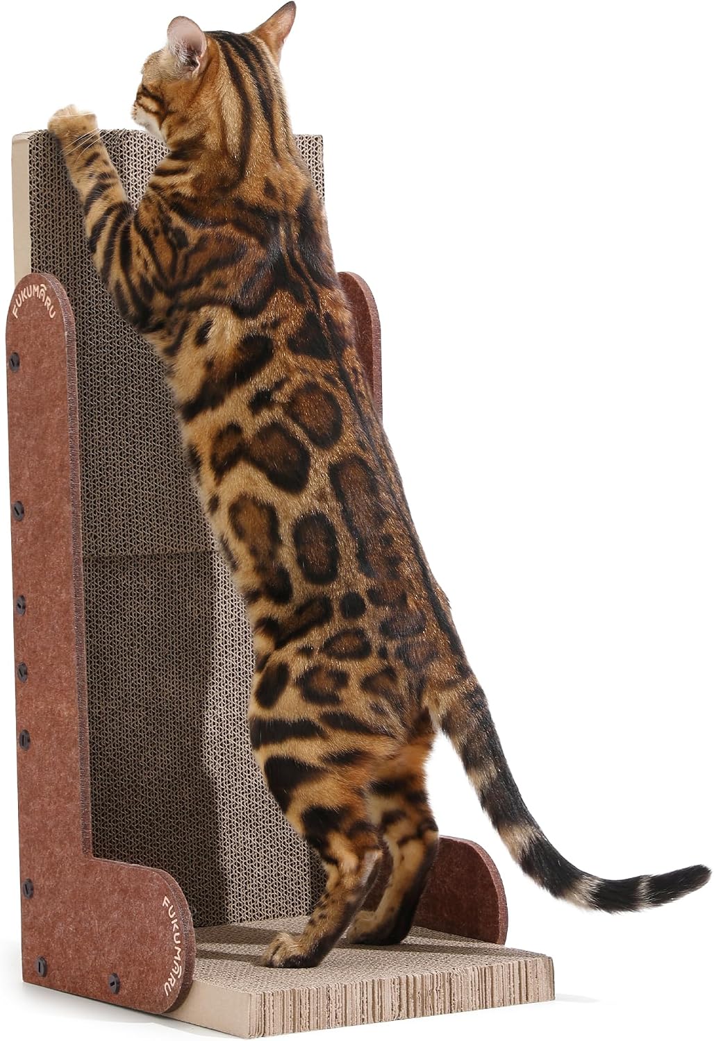 Detalle de FUKUMARU Cat Scratcher (68 cm L-shaped) wall scratch pad in caramel