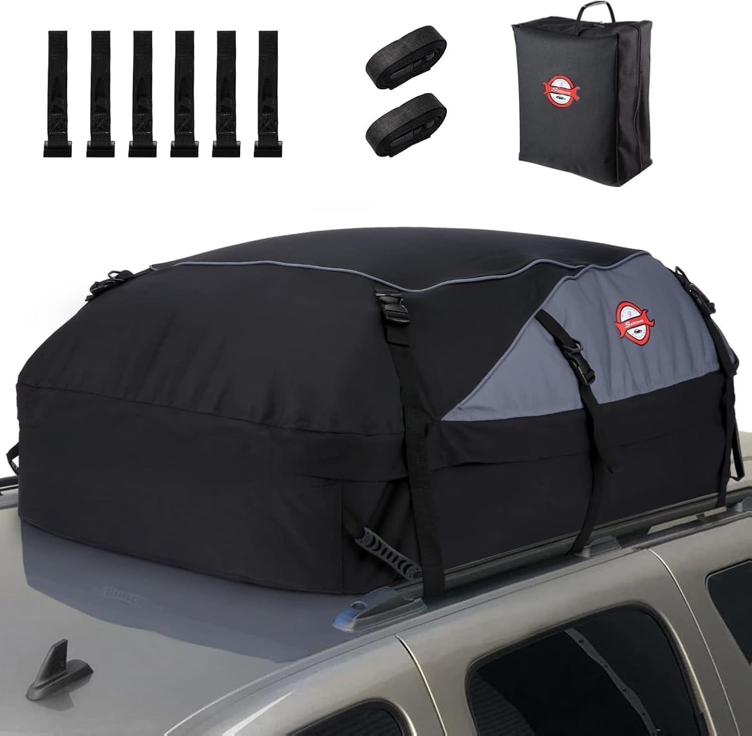 Sailnovo Car Roof Bag 20 Cubic Feet Foldable Soft Roof Box with 6 Straps and 6 Door Hooks