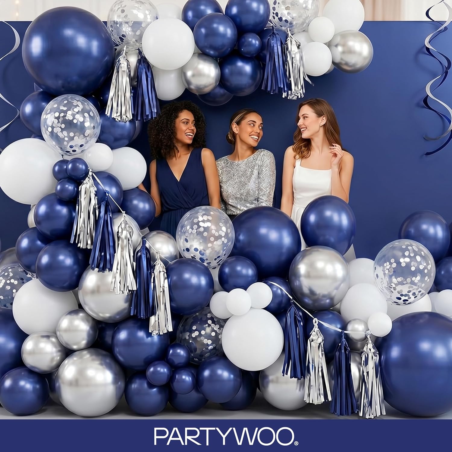 Detalle 1 de PartyWoo 740385211157 Navy Blue Latex Balloons, 12-Inch, 50-Count