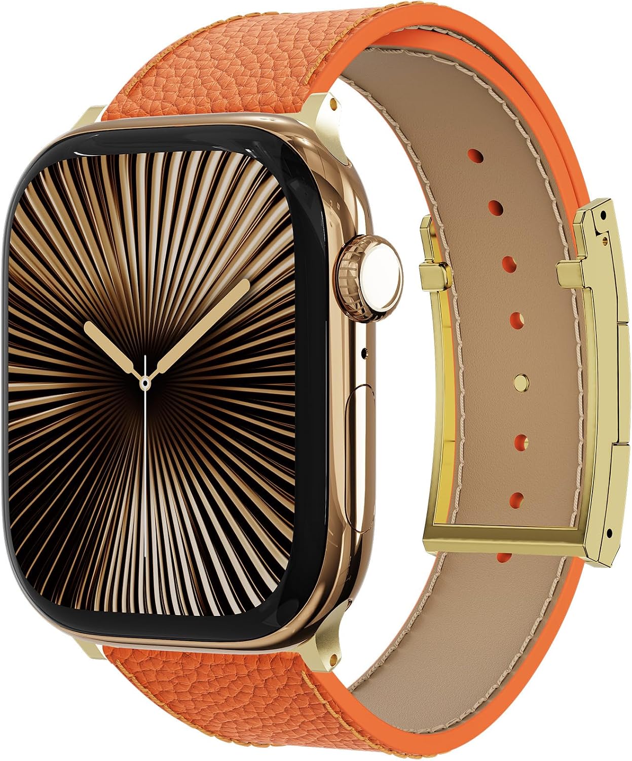 Detalle 2 de Leather Watch Band with Magnetic Buckle for Apple Watch Ultra & Series (Natural Cowhide) – Rugged replacement strap