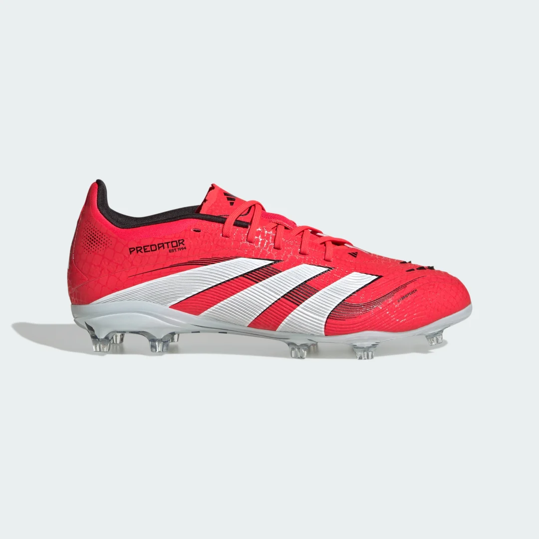 Detalle 2 de Adidas Predator Elite, bota de fútbol roja para adolescentes y césped natural seco