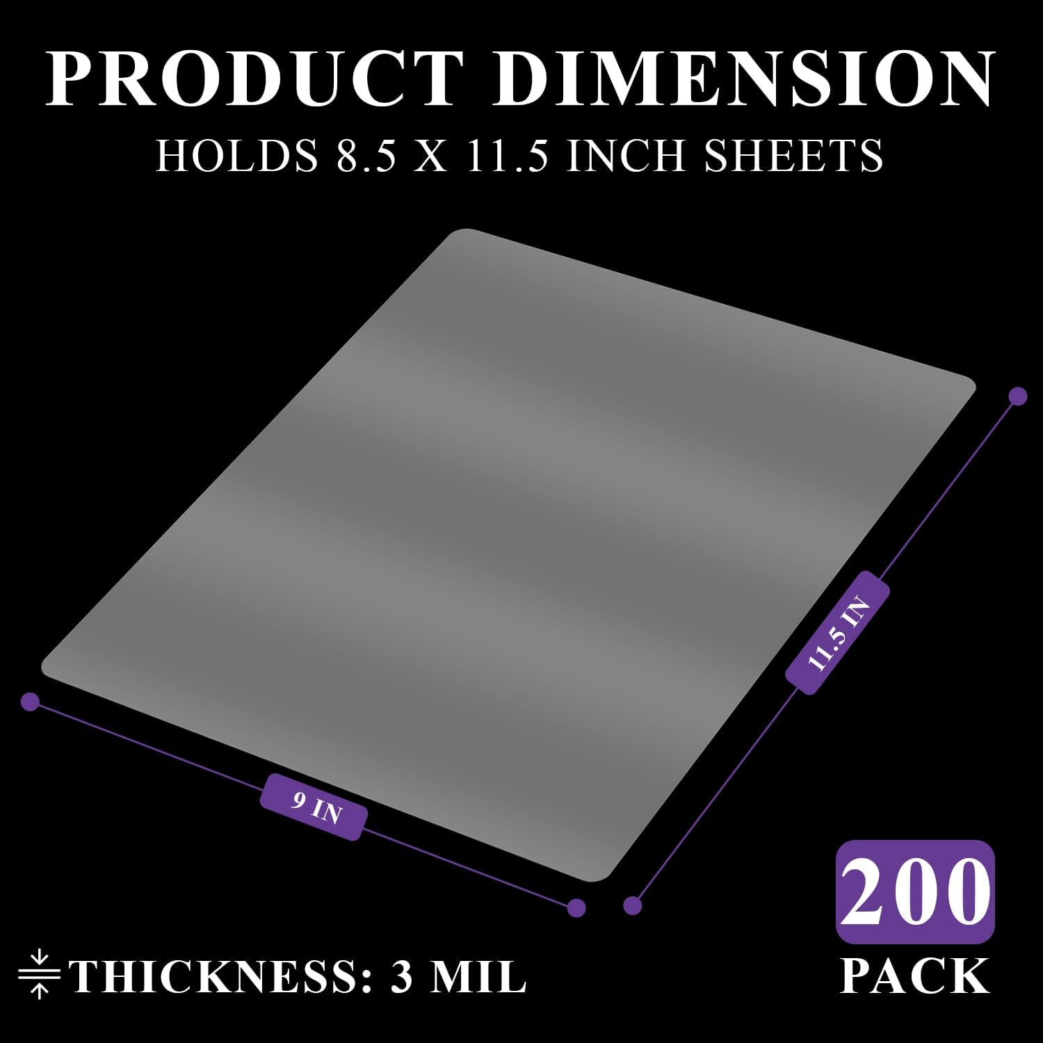 Detalle 2 de Surligneus Laminating Sheets 8.5 x 11 (200-Pack) Thermal Laminating Pouches, 3 Mil, Clear Letter-Sized