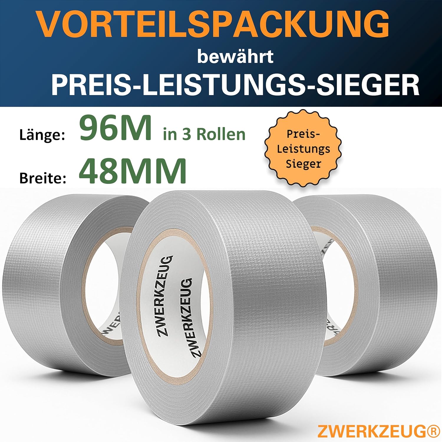 Detalle 2 de ZWERKZEUG Panzertape 3 Rollen 48 mm x 96 m