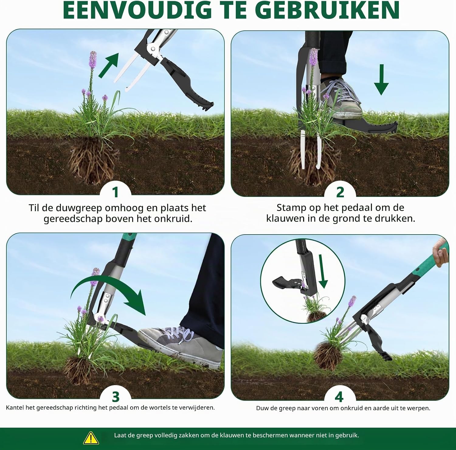 Thumbnail 6 de Ergohortus TPT0401 onkruidtrekker met 4 roestvrijstalen klauwen