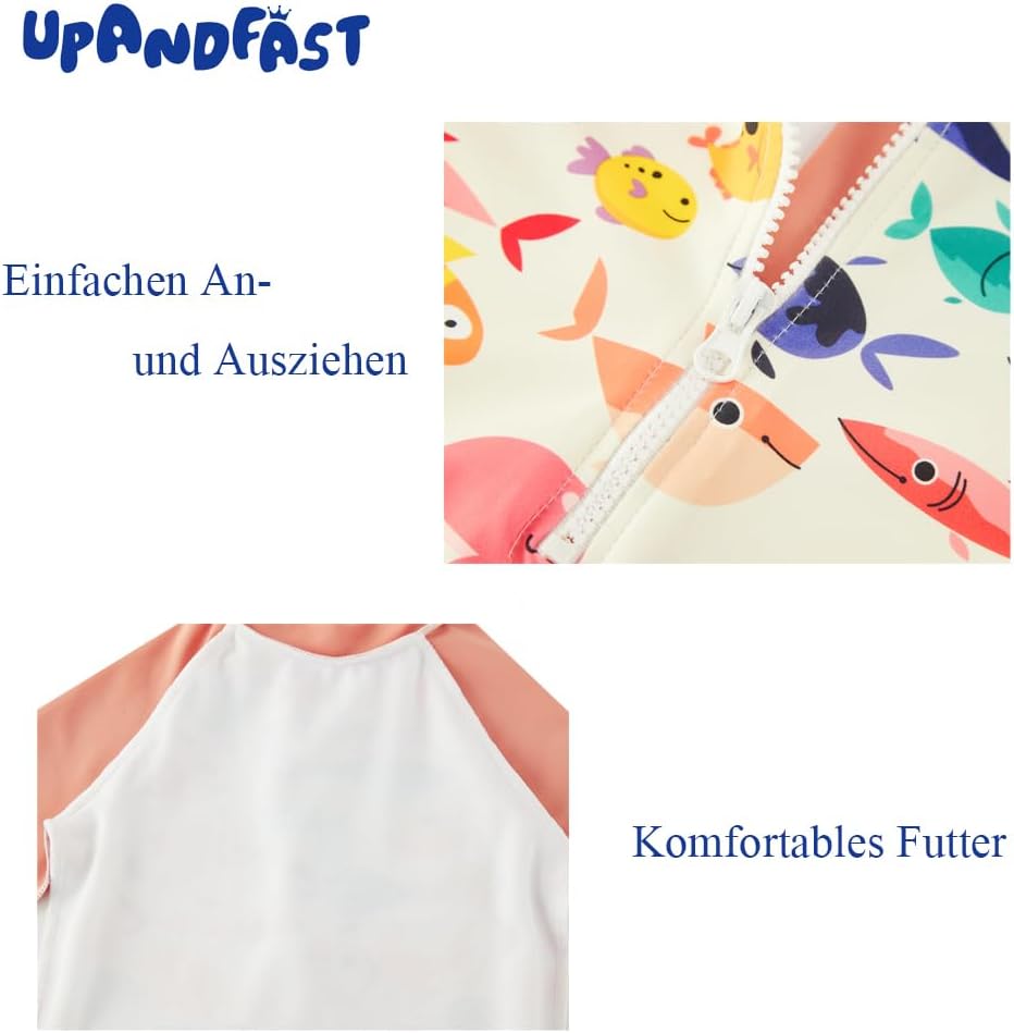 Thumbnail 3 de upandfast Baby Badeanzug mit Sonnenhut (UPF 50+) – langärmelig mit Reißverschluss-Garage