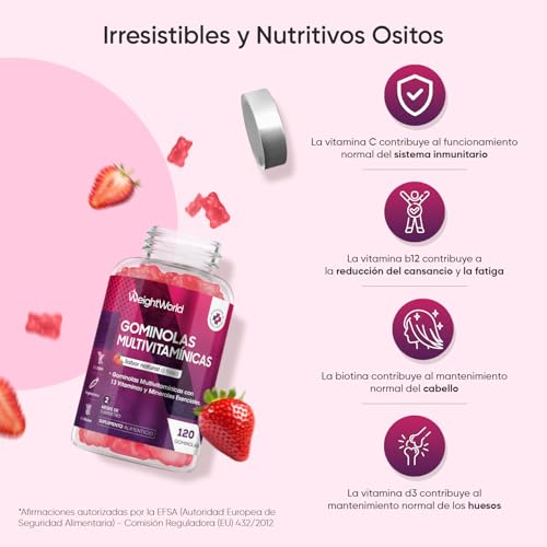 Thumbnail 2 de Gominolas Multivitamínicas WeightWorld 120 Gomitas Sabor Fresa – 2 Meses de Vitaminas y Minerales Esenciales