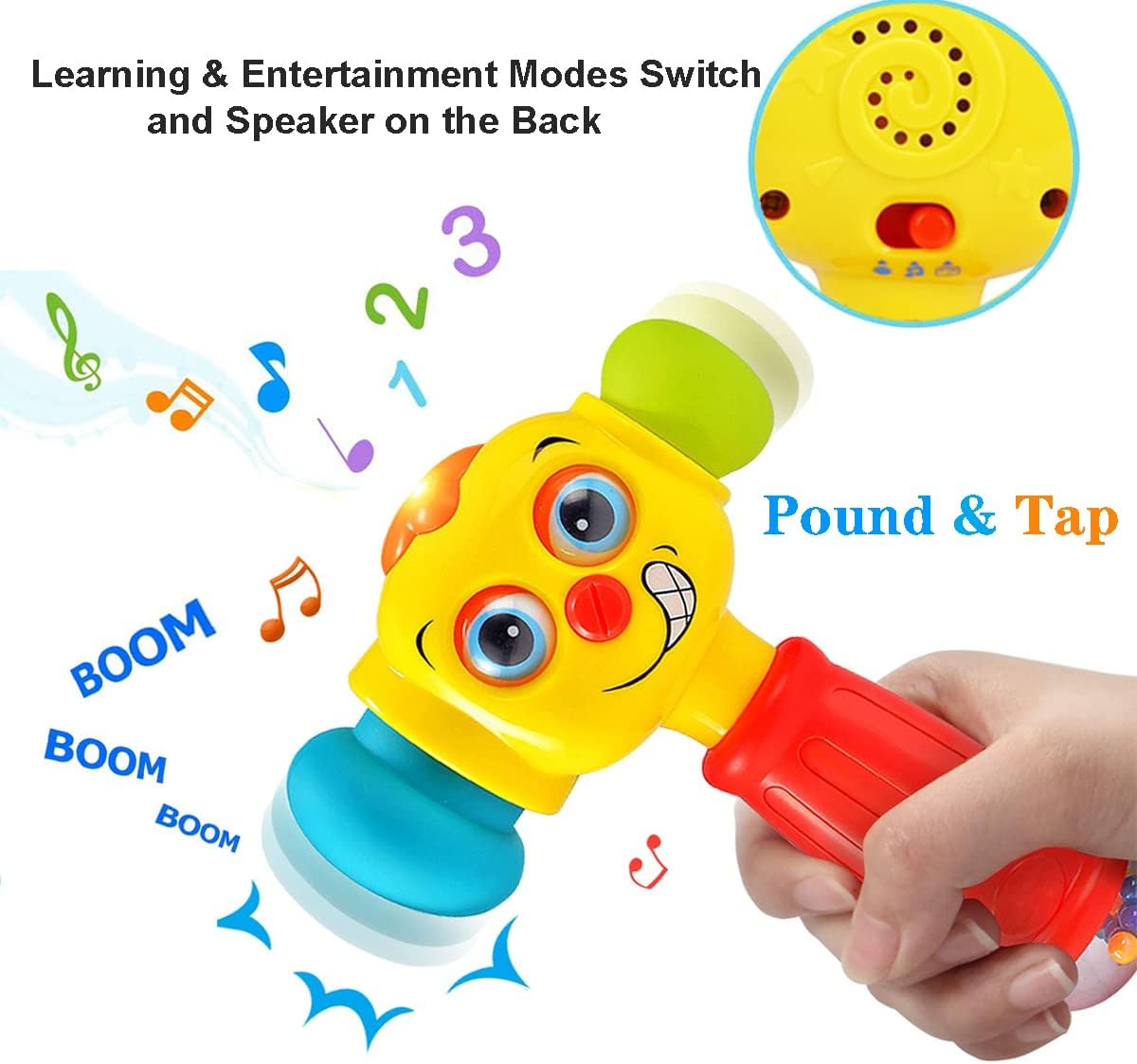Detalle de HOLA musical hammer rattle toy for 12–18 months – lights, sounds & learning modes