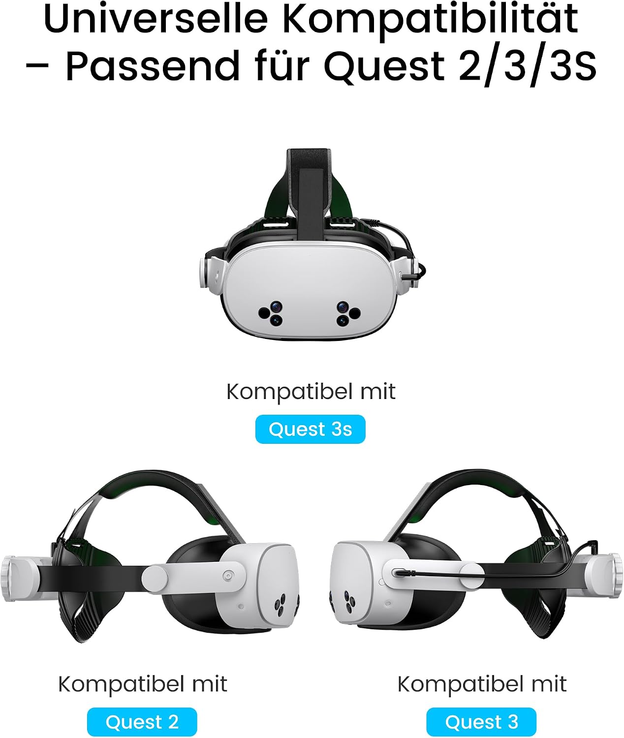 Detalle 2 de Headstrap für Meta Quest 3 mit 8.000-mAh-Akku (Elite Strap Zubehör) – Komfort & Energie für Quest 2/3/3S