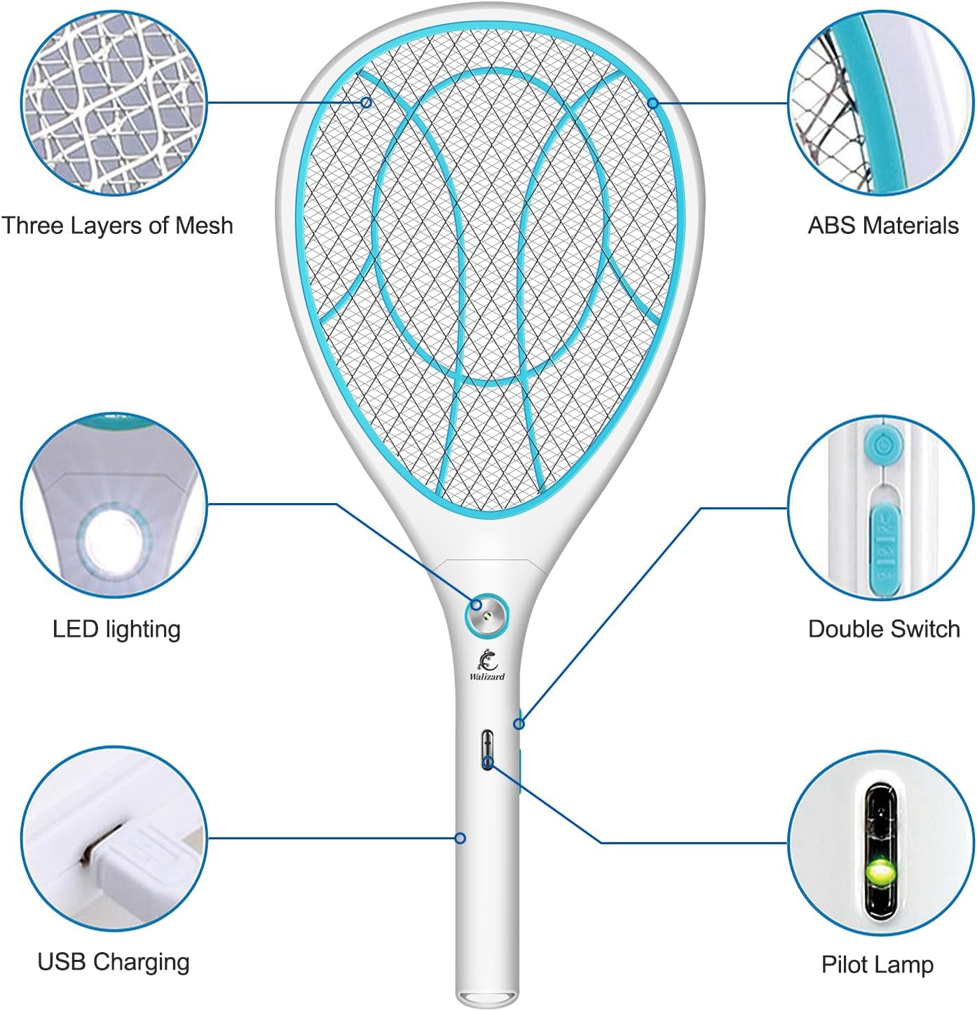 Thumbnail 2 de Walizard Racchetta Zanzare Elettrica Antizanzare 3000V ricaricabile USB