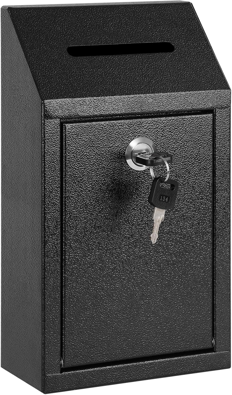 Detalle de KYODOLED P0298 Metal Cash Drop Box with Lock, Slot, Wall Mount, Black