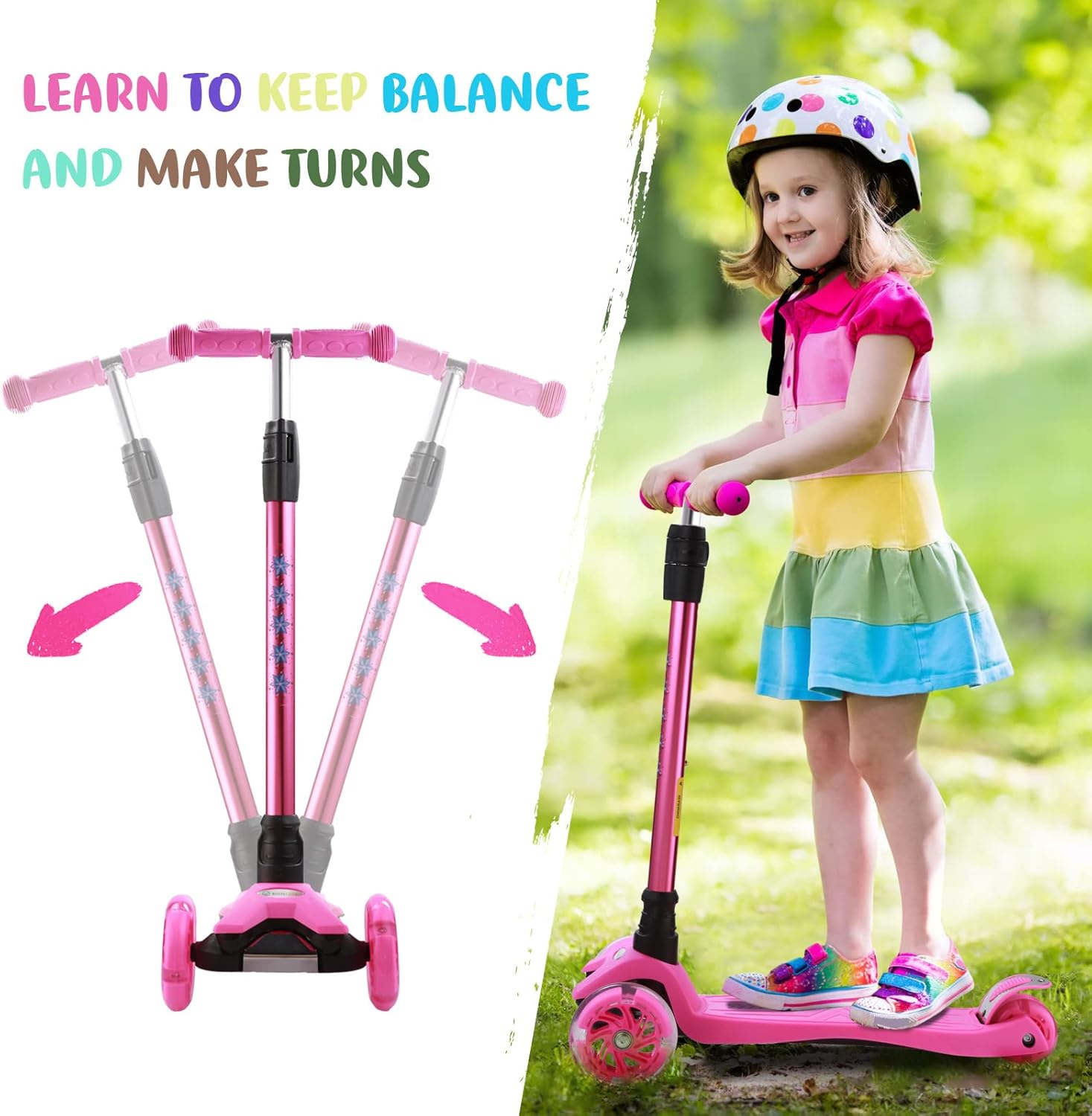 Thumbnail 4 de 3-Wheel Kids Scooter (Ages 6–12) with Light-Up Wheels, Sturdy Deck, and 4 Height Adjustments