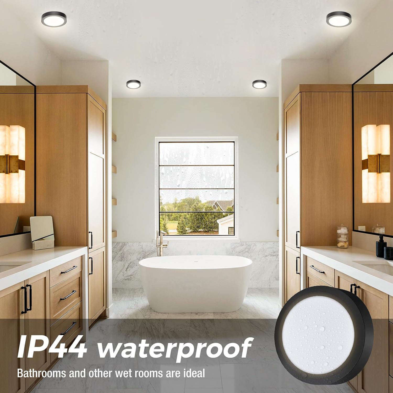 Detalle de slochi 12CM Mini Bathroom Light (IP44) – 3 colour temperature LED flush ceiling lamp, 8W