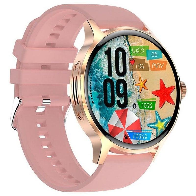 Detalle 2 de Cool Iris Reloj Smartwatch: AMOLED, llamadas y salud en una pulsera Rosa de Silicona