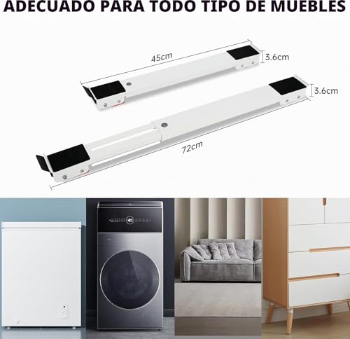 Detalle 2 de Leseed Soporte Lavadora 2 Piezas con Ruedas Ajustables (45–72 cm) y Carga Hasta 300 kg