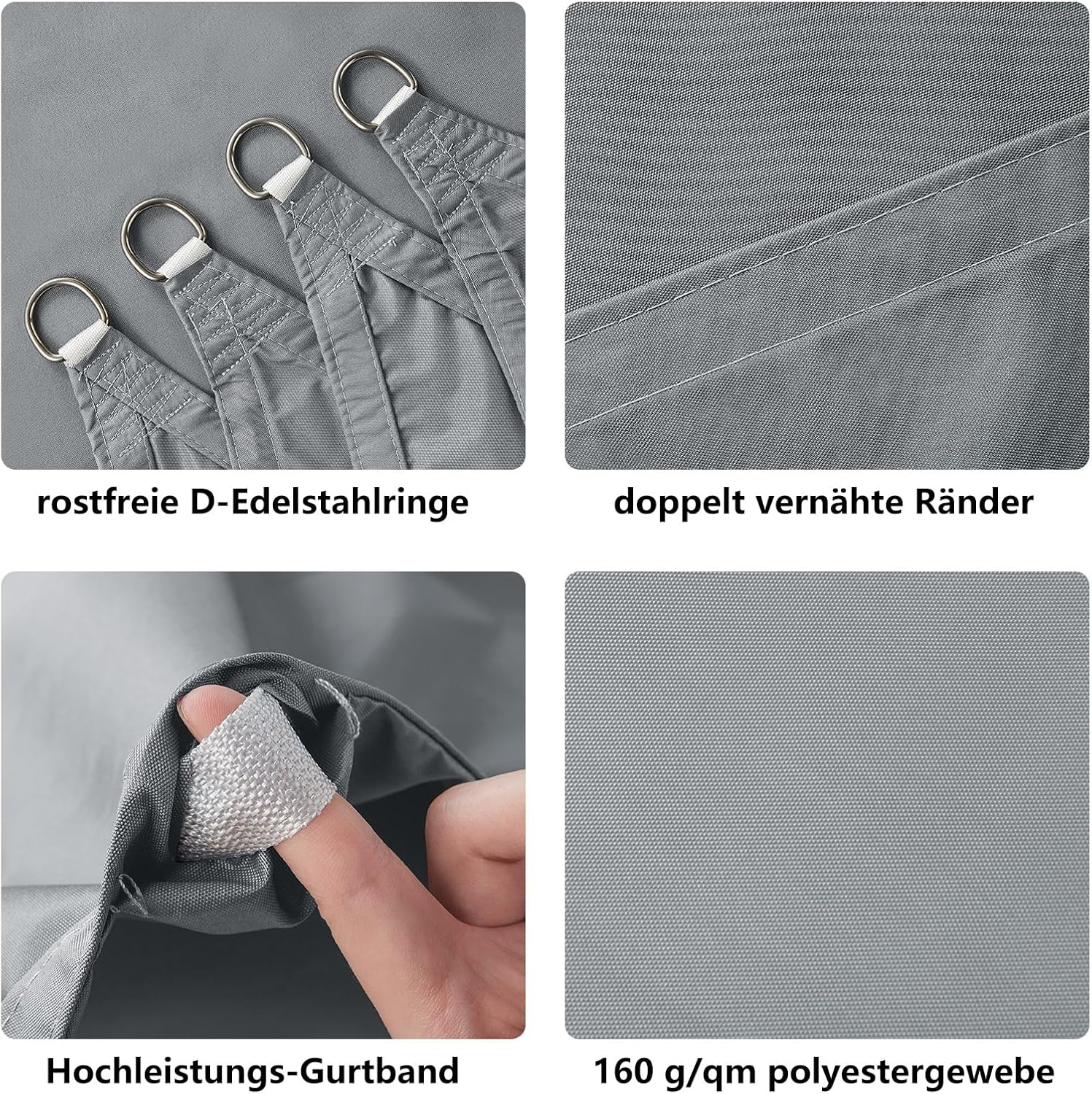 Thumbnail 5 de HAIKUS Tenda a vela impermeabile rettangolare 4x5 m con protezione UV 98% (telo grigio chiaro)