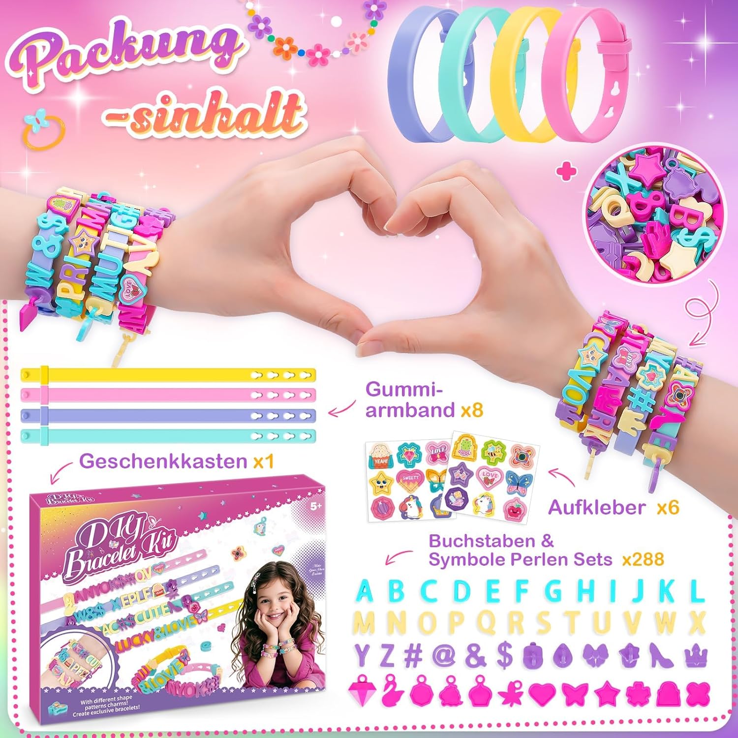 Thumbnail 6 de Geschenk Mädchen 5–9 Jahre: Bastelset Freundschaftsarmbänder – Glitzer Armbänder Selber Machen