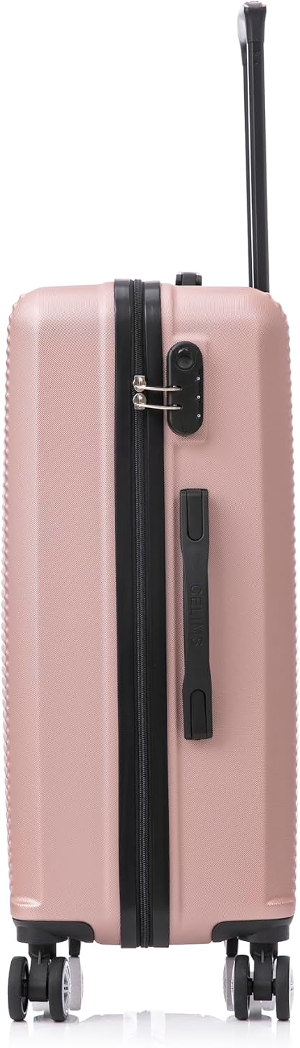 Detalle de CELIMS Set Valigie: Valigia Media 20 kg Rigida Oro Rosa + Beauty Case da Viaggio 35 cm | Trolley 65 cm con 4 Ruote