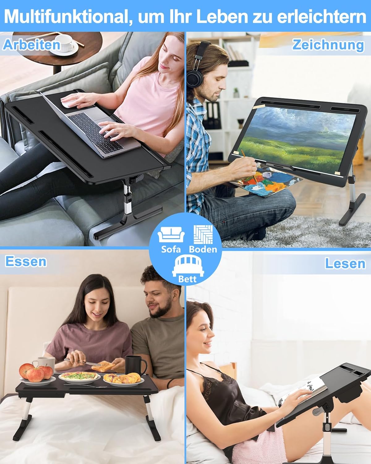 Thumbnail 5 de Betttisch Potuopy Leder Laptoptisch 60 x 40 cm