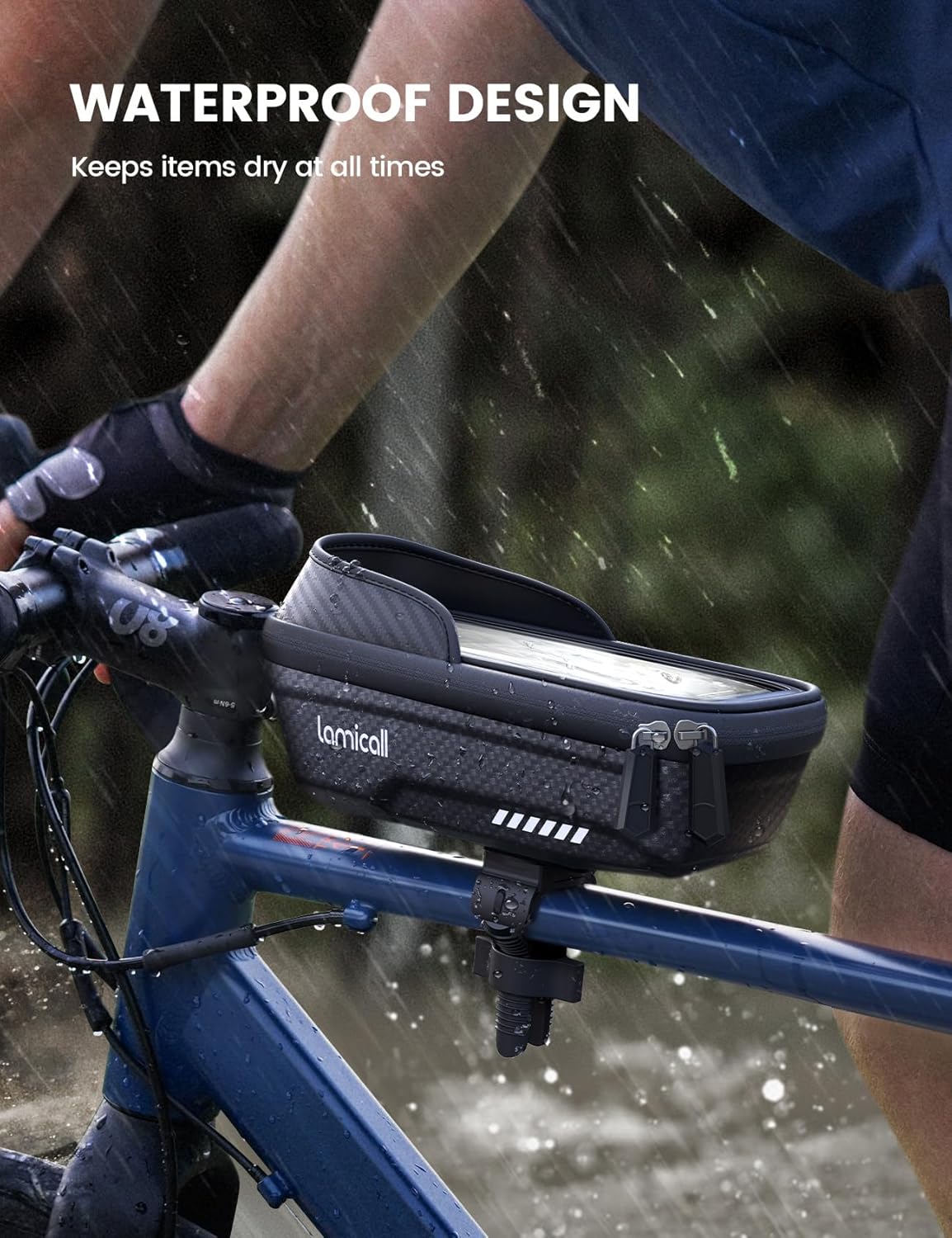 Detalle 2 de Lamicall Waterproof Bike Frame Bag 1.3L