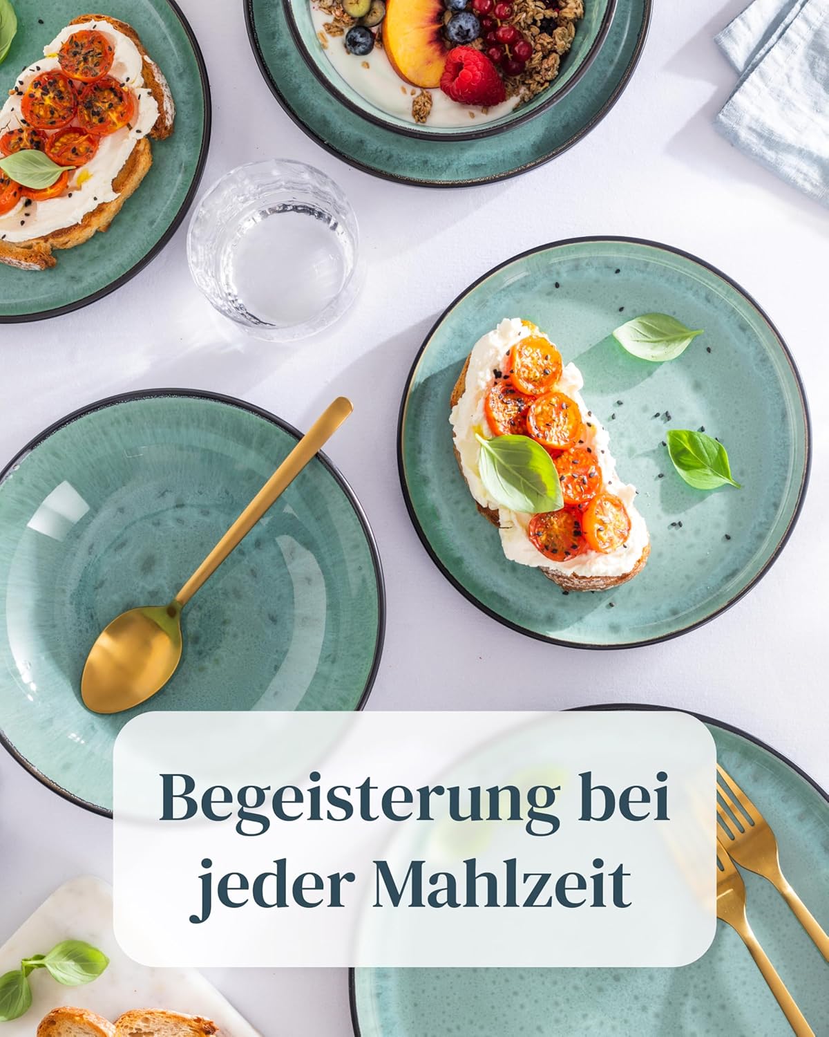 Detalle 2 de Steingut Suppenteller Ibiza – 6 Personen, Tief, Salbeigrün