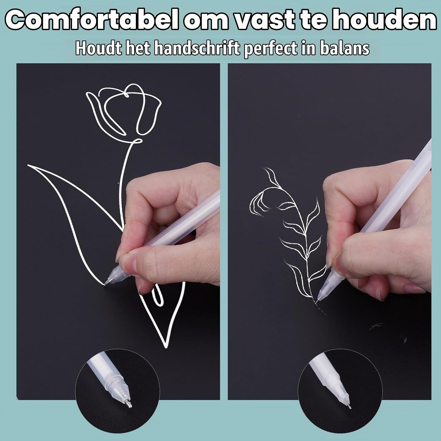 Detalle 1 de YIIFELL witte gelpennen, 6 stuks met 0,6 en 0,8 mm punt