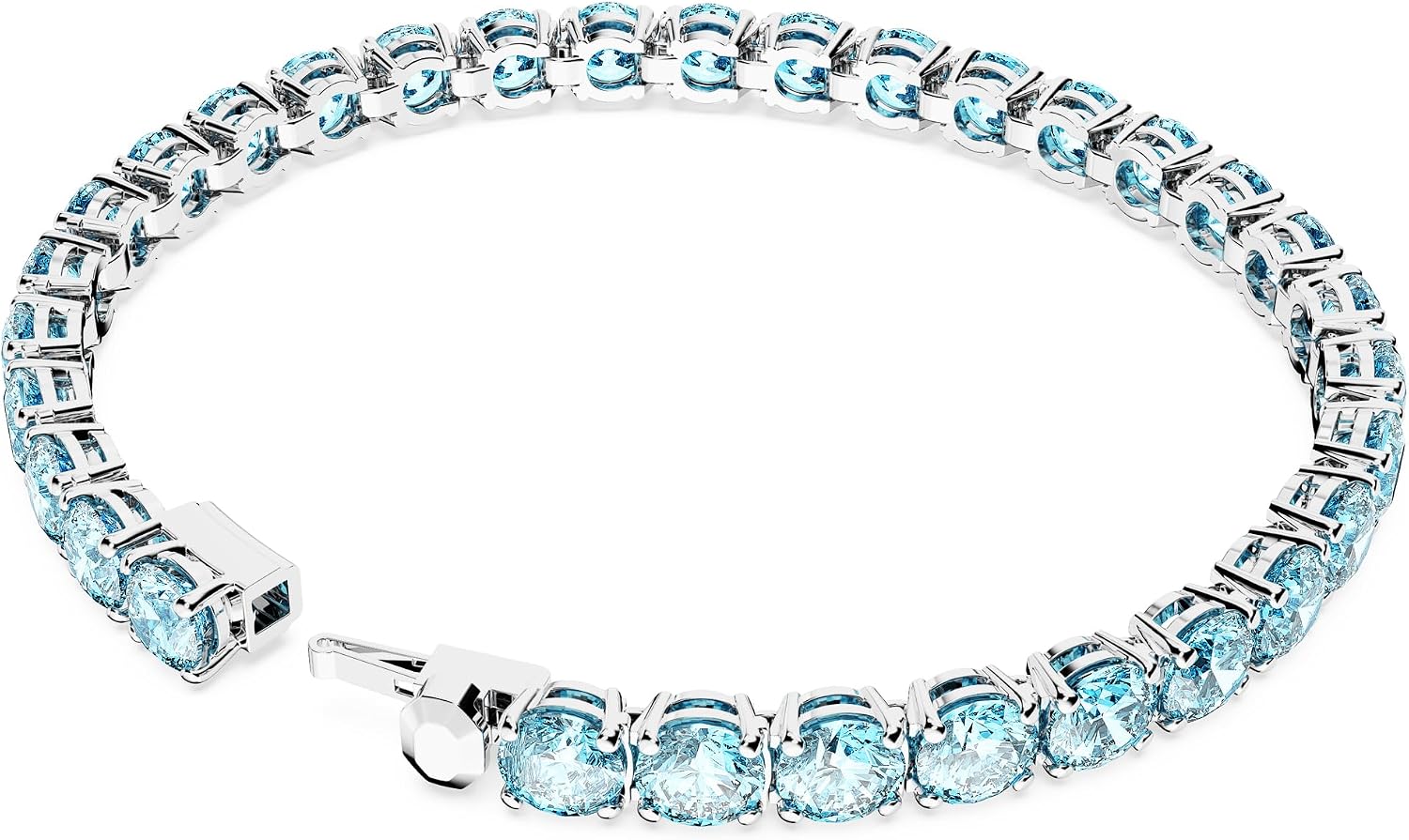 Detalle de Swarovski Braccialetto Matrix Tennis, Taglio Round, Blu – Placcato Rodio