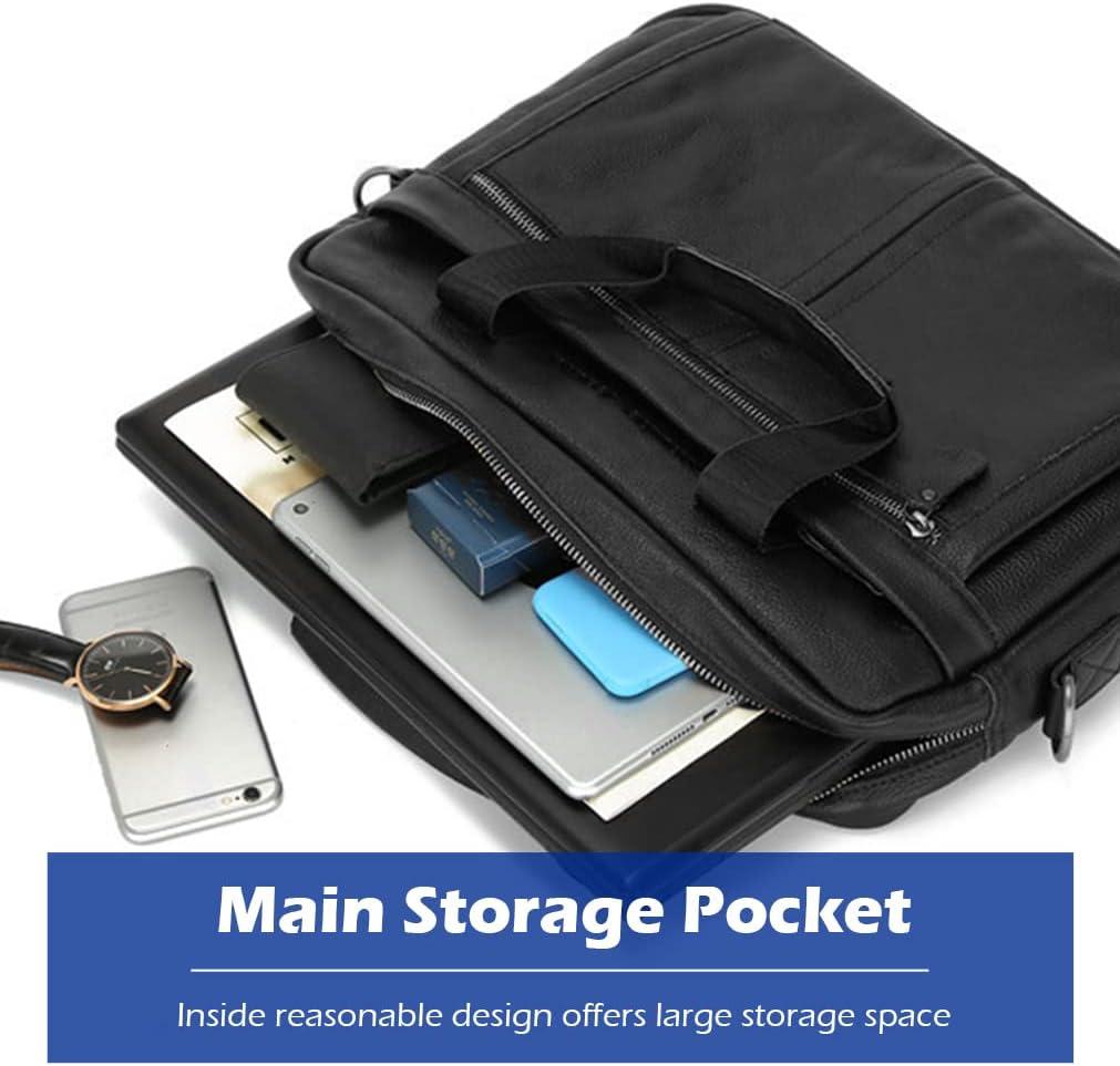 Thumbnail 2 de SPAHER Borsa Porta PC 15,6" in vera pelle da 24 ore, ventiquattrore uomo con tracolla e scomparto imbottito